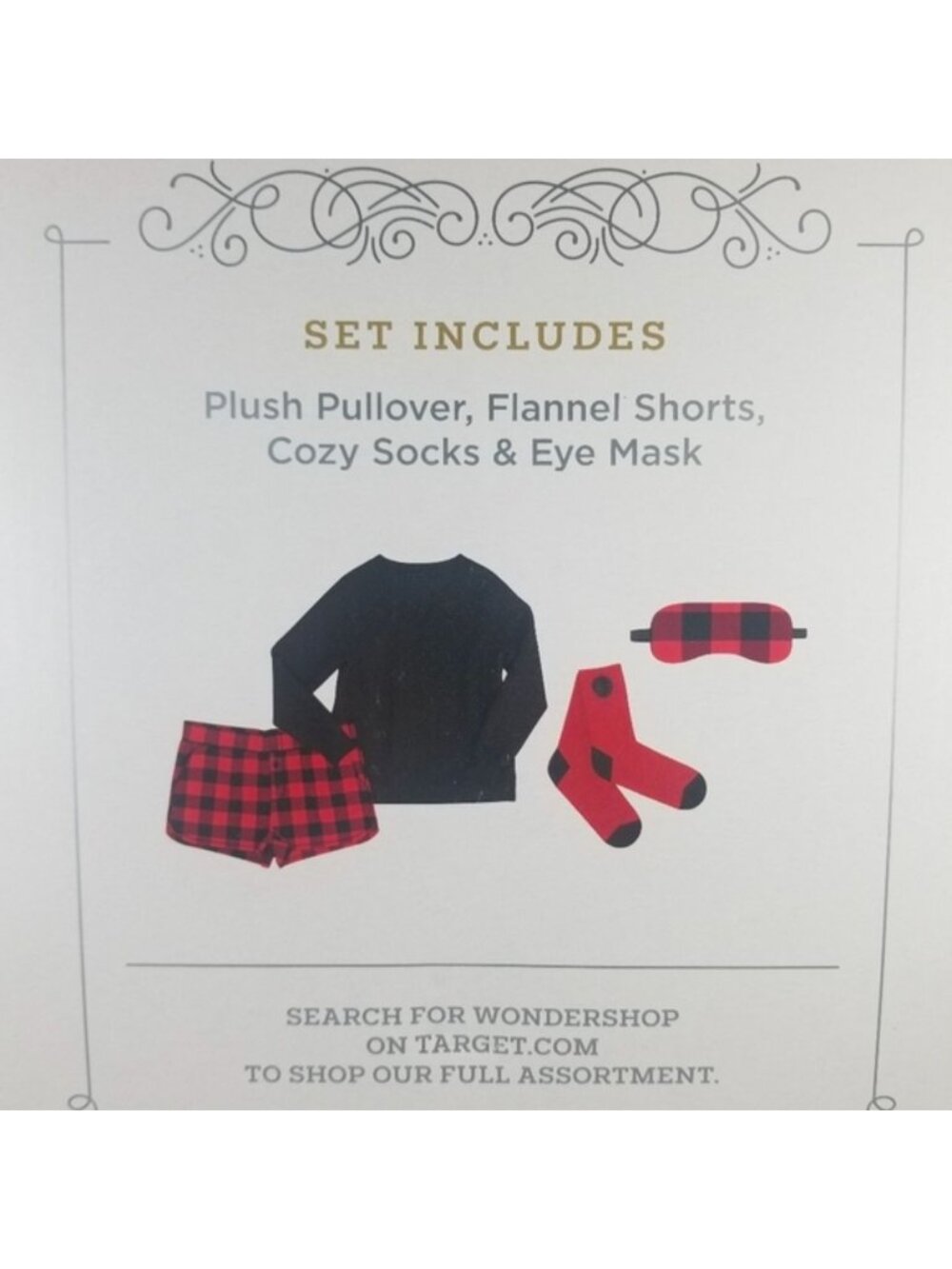 Wondershop 4-Piece Women’s Plush Pullover Flannel Shorts Cozy Socks & Eye Mask S - Picture 4 of 8